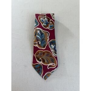 Christian Dior All Silk Floral Necktie from Italy Red